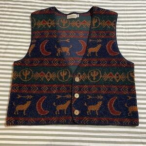 Coldwater Creek Western Patterned Plush Vest